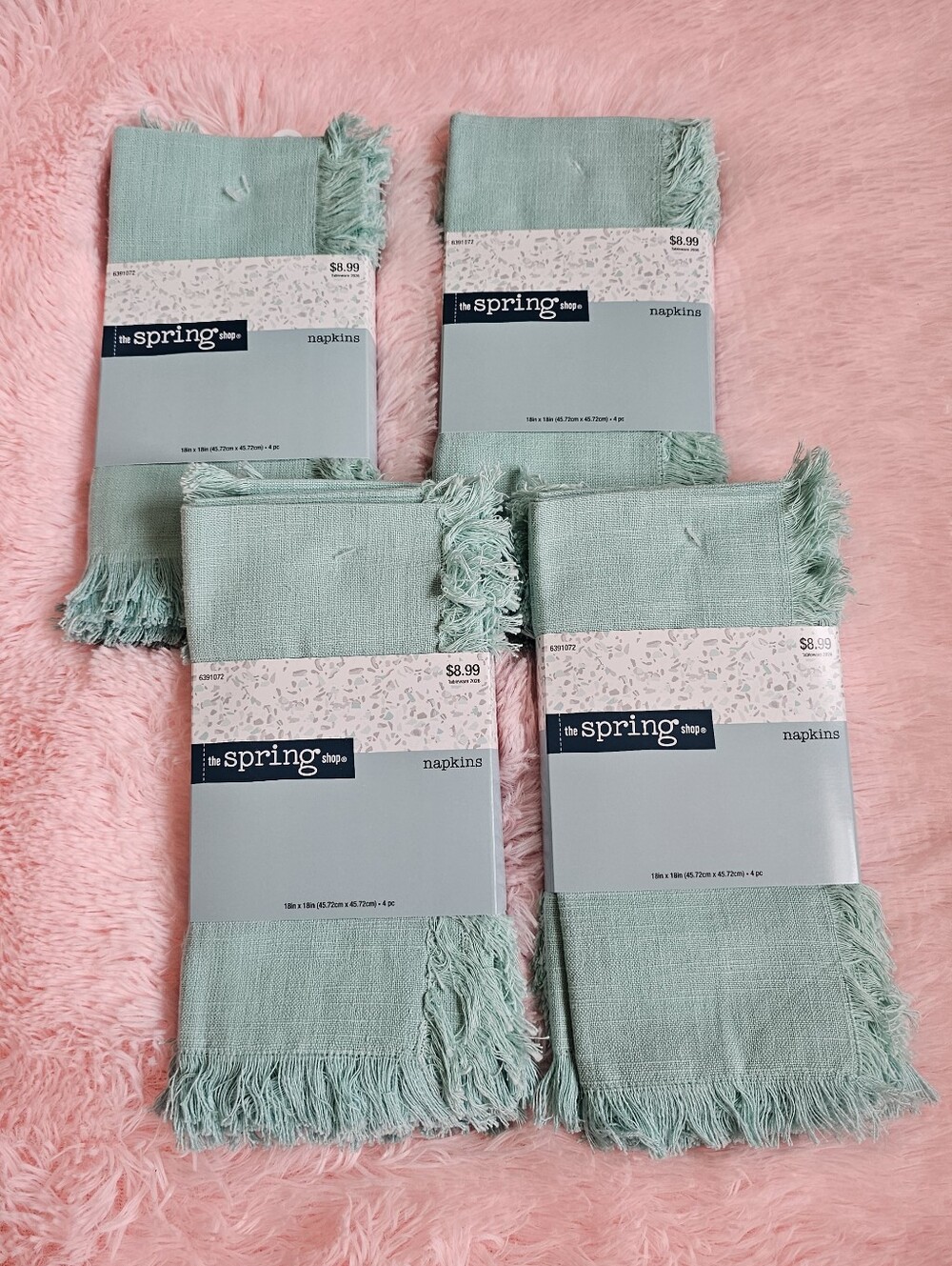 Hobby Lobby Turquoise Frayed Edge Cloth Napkins Set 4 Towel Packs Bundle New